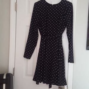 Long sleeve polka dot skater dress